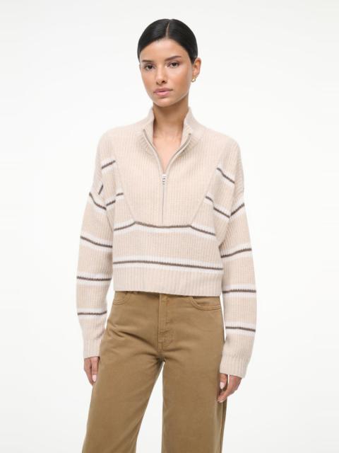 STAUD CASHMERE CROPPED HAMPTON SWEATER WHISPER STRIPE
