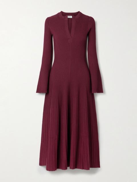 Genna ribbed-knit midi dress Burgundy