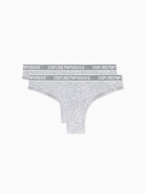 TWO-PACK OF ASV ICONIC ORGANIC JERSEY BRAZILIAN BRIEFS WITH LOGO WAISTBAND