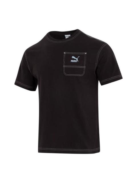 PUMA Logo Pocket T-shirt 'Black' 626858-01