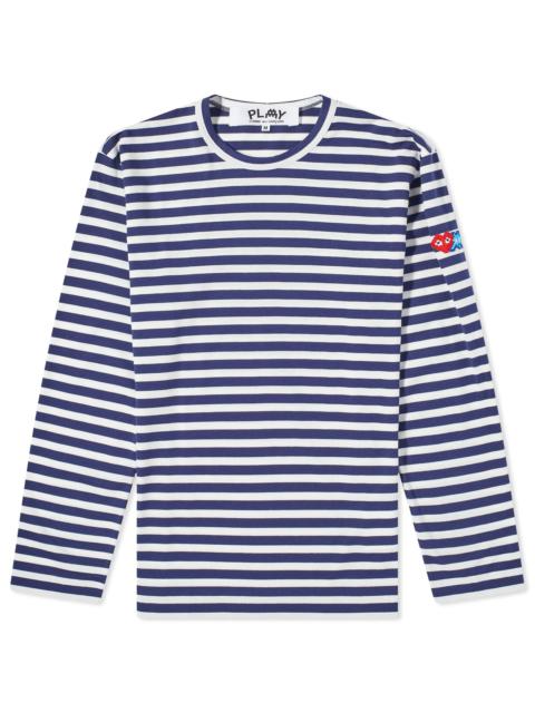 Comme des Garçons Play Long Sleeve Invader Heart Striped T-Shirt