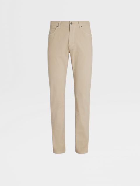 BEIGE STRETCH COTTON ROCCIA JEANS