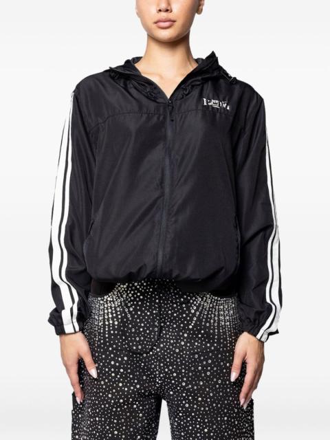 stripe-detail hooded jacket