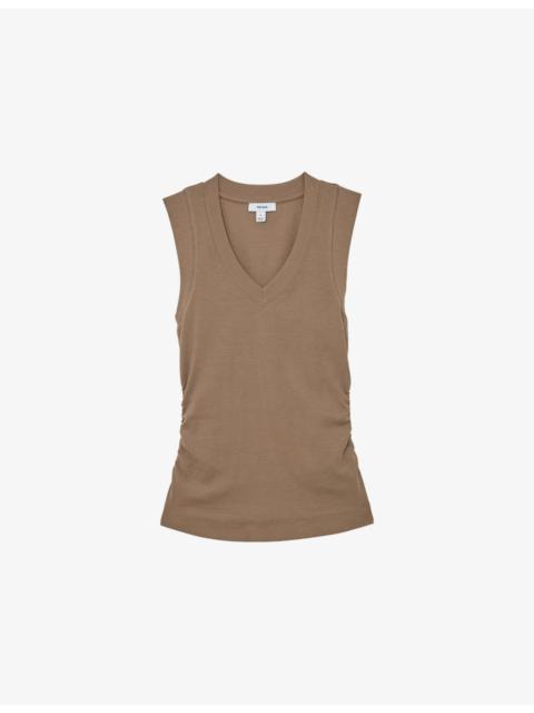 Sandy V-Neck Ribbed Stretch-Cotton Vest