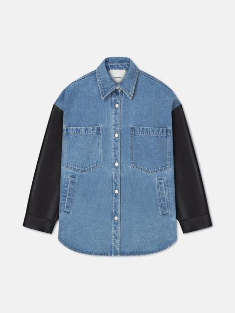 Denim and Regenerated Leather Shirt