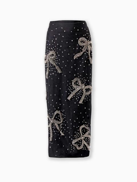 Bow-Embroidered Pencil Skirt