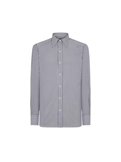 SILK COTTON STRIPE SLIM FIT SHIRT