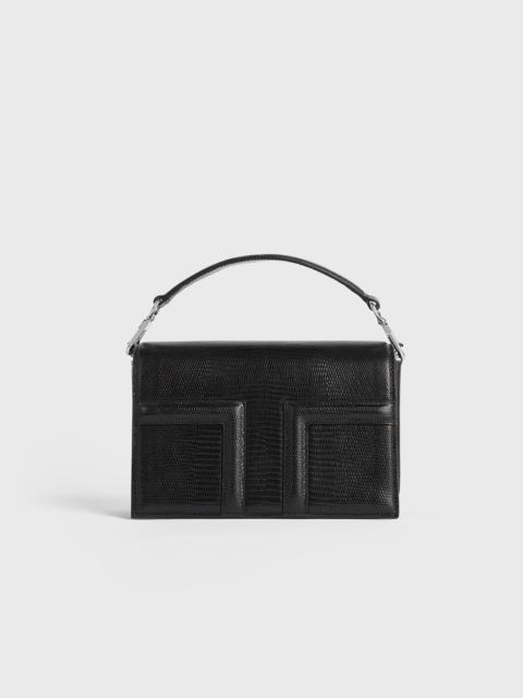 Mini T-flap lizard-embossed bag black