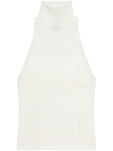 ribbed mock-neck tank top