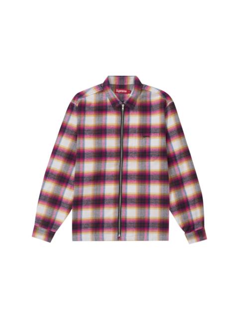 Supreme Shadow Plaid Flannel Zip Up Shirt (SS24) White