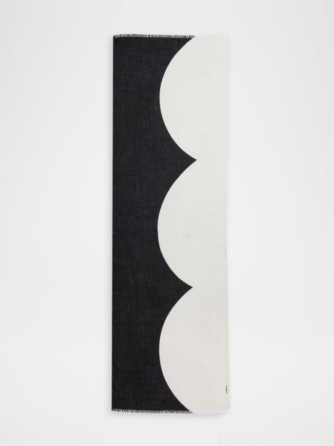 Scalloped Cloud-Print Cashmere Scarf
