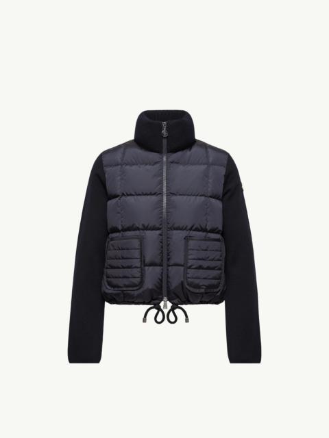 Square-Quilted Padded Wool Zip-Up Cardigan