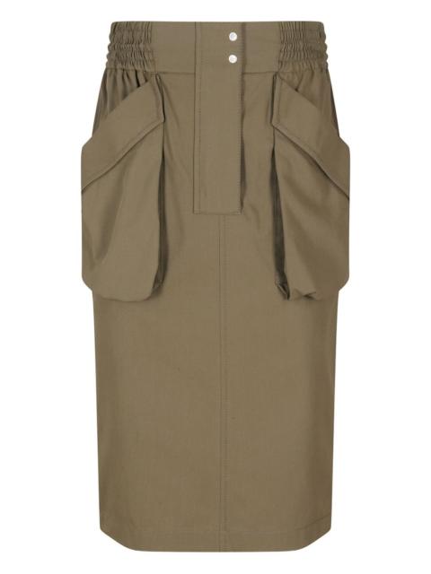 pocket-detail drawstring midi skirt