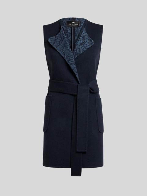 LONG WOOL AND CASHMERE JACQUARD WAISTCOAT
