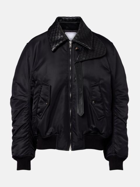 Intrecciato leather-trimmed blouson jacket