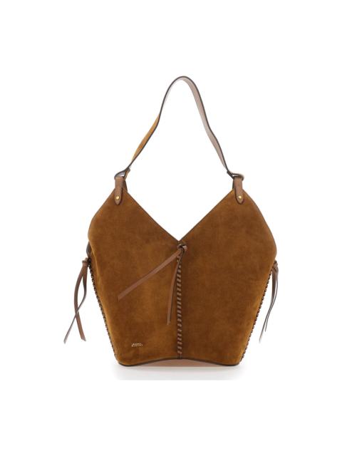 'tampa' Brown Shoulder Bag With Single Shoulder Strap And Knot Detail In Suede Woman