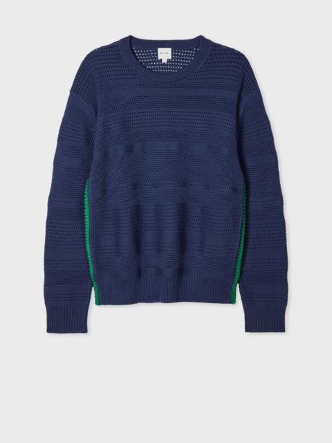Navy Textured Cotton Sweater