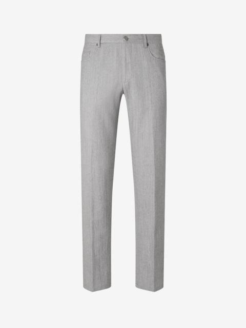 Grey 5-pocket wool and stretch cotton denim trousers
