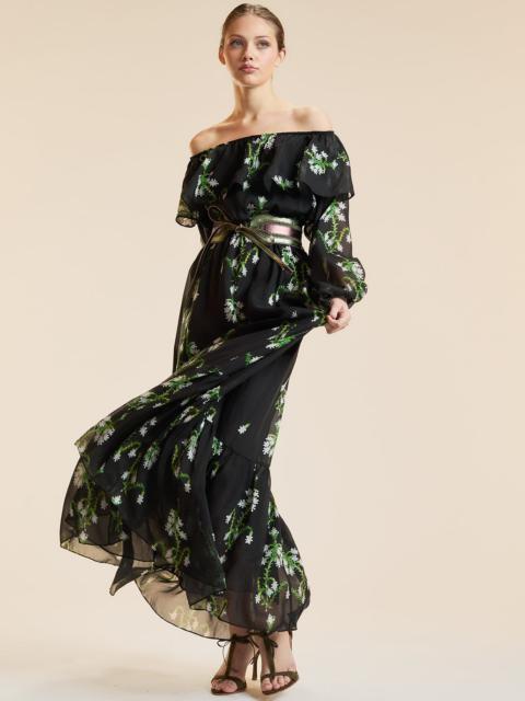 Ivy League Off-Shoulder Silk Dress