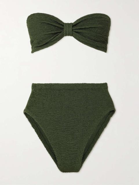Ruby metallic seersucker bandeau bikini Green