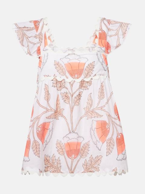 Printed scalloped cotton top