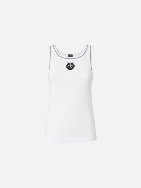 RIBBED VEST TOP WITH LOVE BIRDS EMBROIDERY