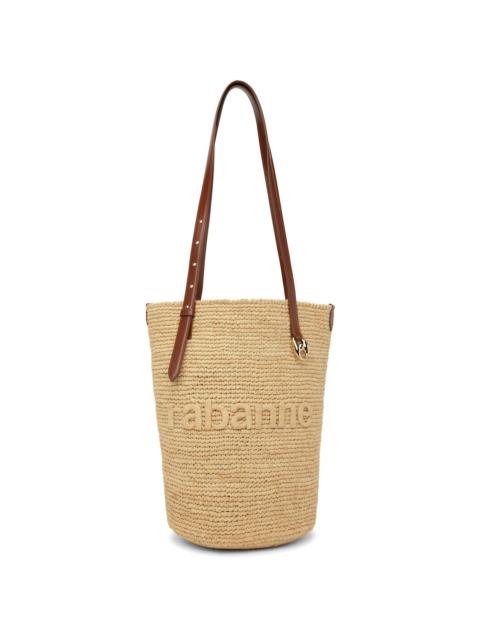 Beige Raffia Logo Tote
