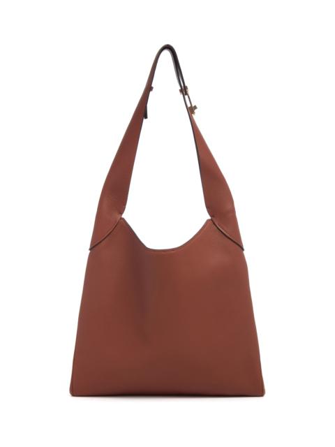 Small Hobo Bag in Cognac Textured Nappa Leather