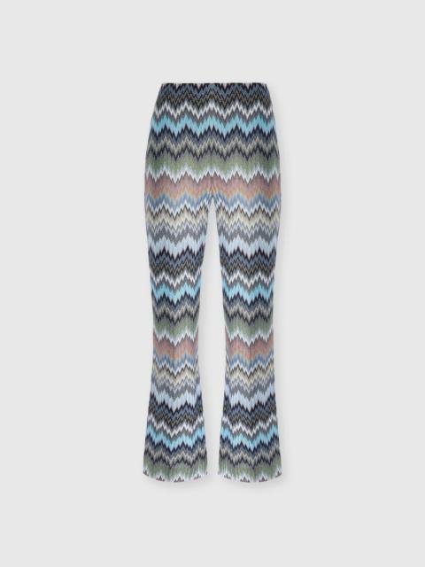 Snake-Pattern Chevron Viscose Flared Trousers