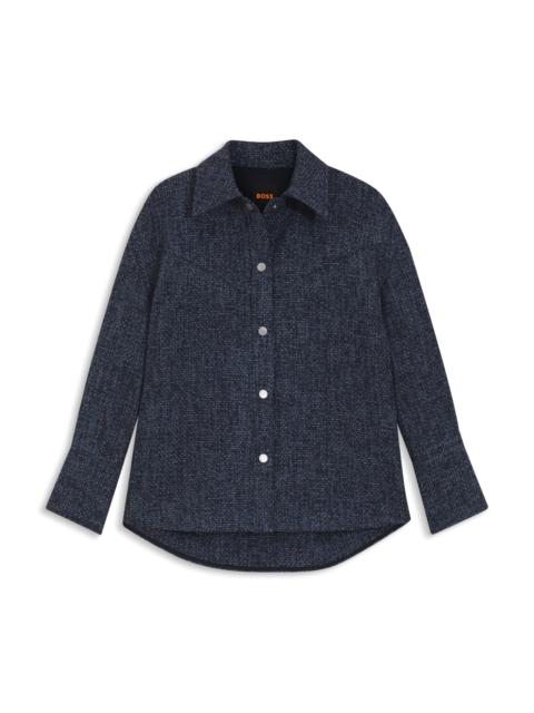RELAXED-FIT OVERSHIRT IN DENIM-LOOK TWEED