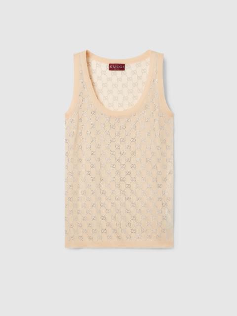 Fine silk tank top with GG crystals