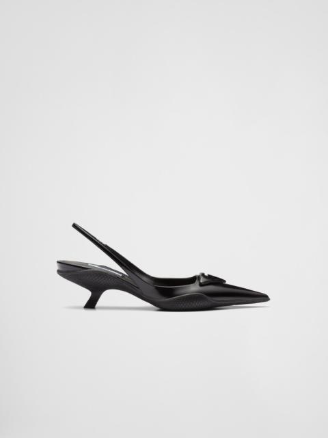 Brushed leather slingback pumps