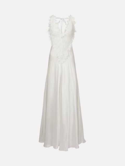 Bridal embellished silk satin gown