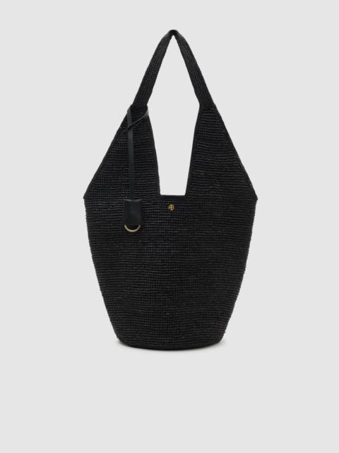 Leah Hobo Bag Plain Raffia - Black