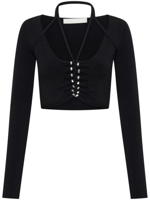 cut-out halterneck crop top