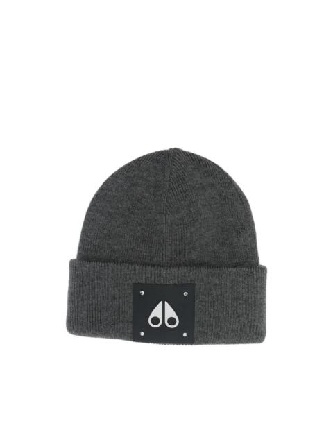 logo-plaque wool beanie