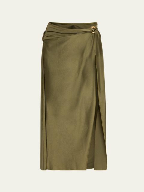 Kora Satin Wrap Midi Skirt