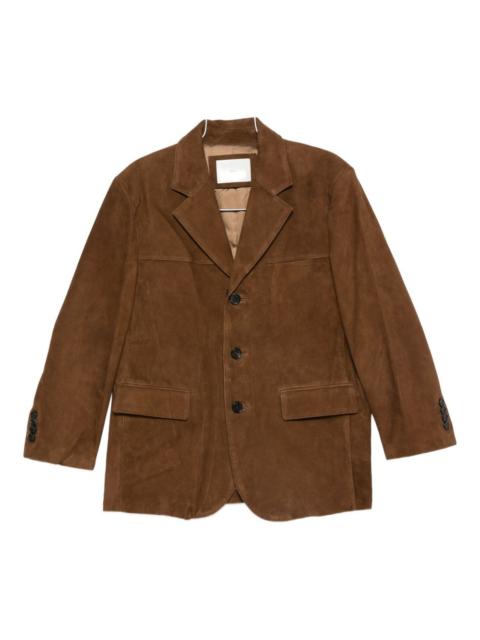 suede button-fastening leather jacket