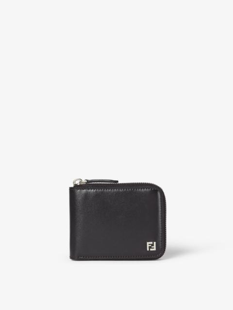 Squared FF Wallet Black leather bi-fold with zipper