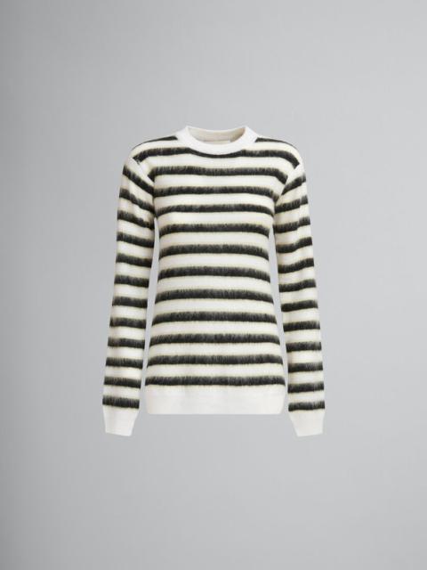 BLACK AND WHITE STRIPED WOOL-MOHAIR JUMPER