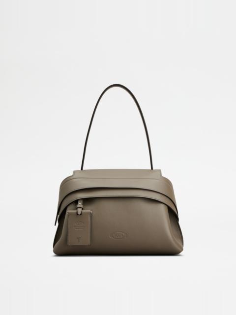 TOD'S WAVE BAG IN LEATHER SMALL - GREY