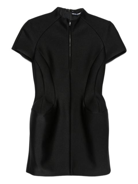 zip short-sleeve mini dress