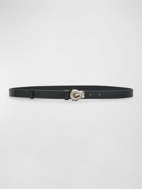 Brass Knot Skinny Leather Belt