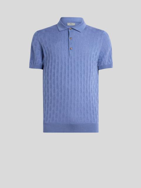 KNIT COTTON POLO SHIRT WITH MICRO PAISLEY MOTIF