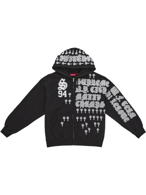 Supreme League Champs Zip Up Hooded Sweatshirt Black