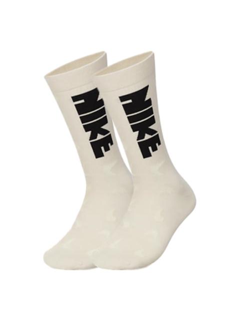 Nike Everyday Essentials Crew Logo Jacquard Sports Socks One Pair Coconut Milk DQ0788-219
