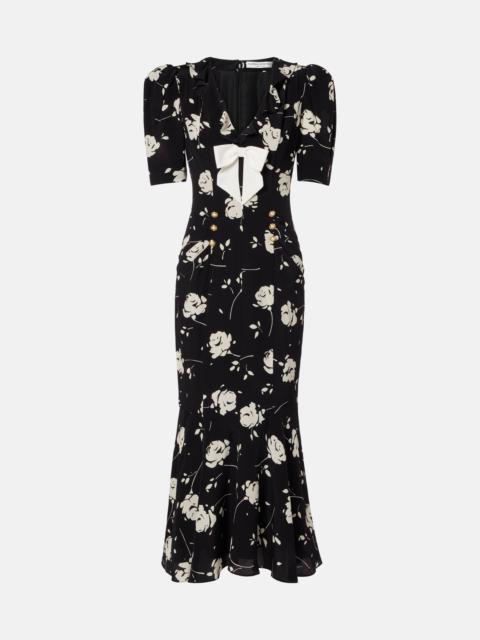Floral printed silk midi dress