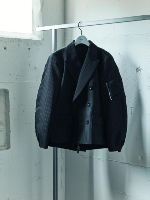 Stripe Doeskin x Nylon Twill Jacket