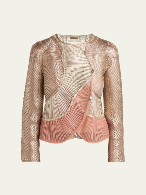 Metallic Soutache Two-Tone Leather Jacket