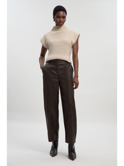 Faux Leather Barrel Leg Trouser